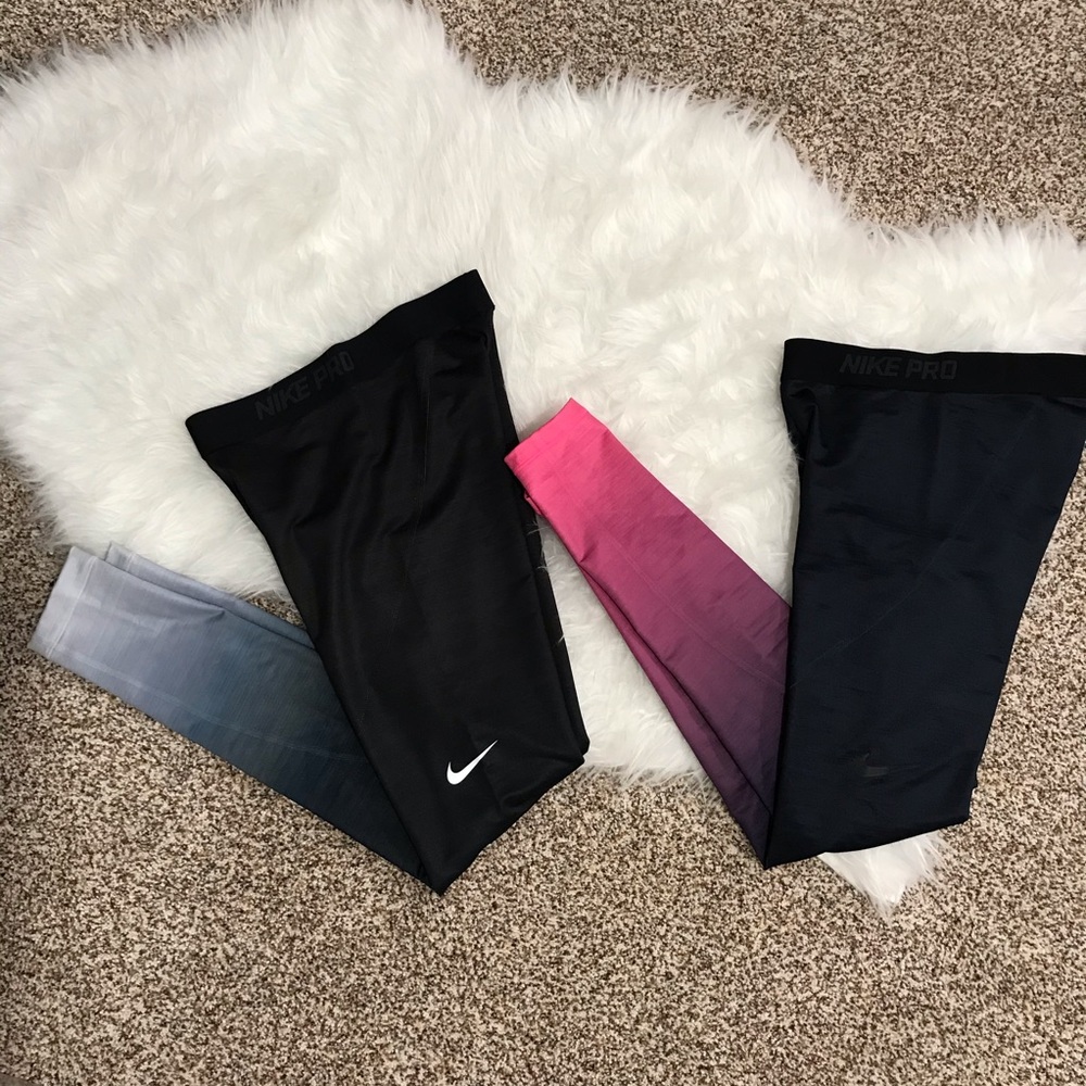 Bundle of 2 fleece lined ombré Nike pro leggings